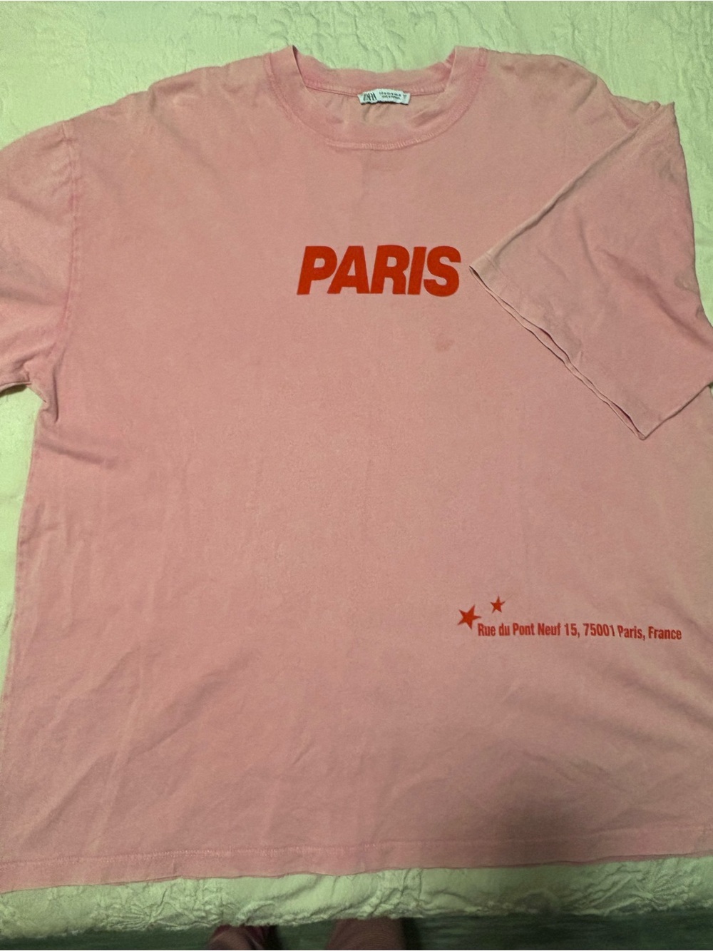 Zara Pink Tee with Red Graphic '80' Back Print